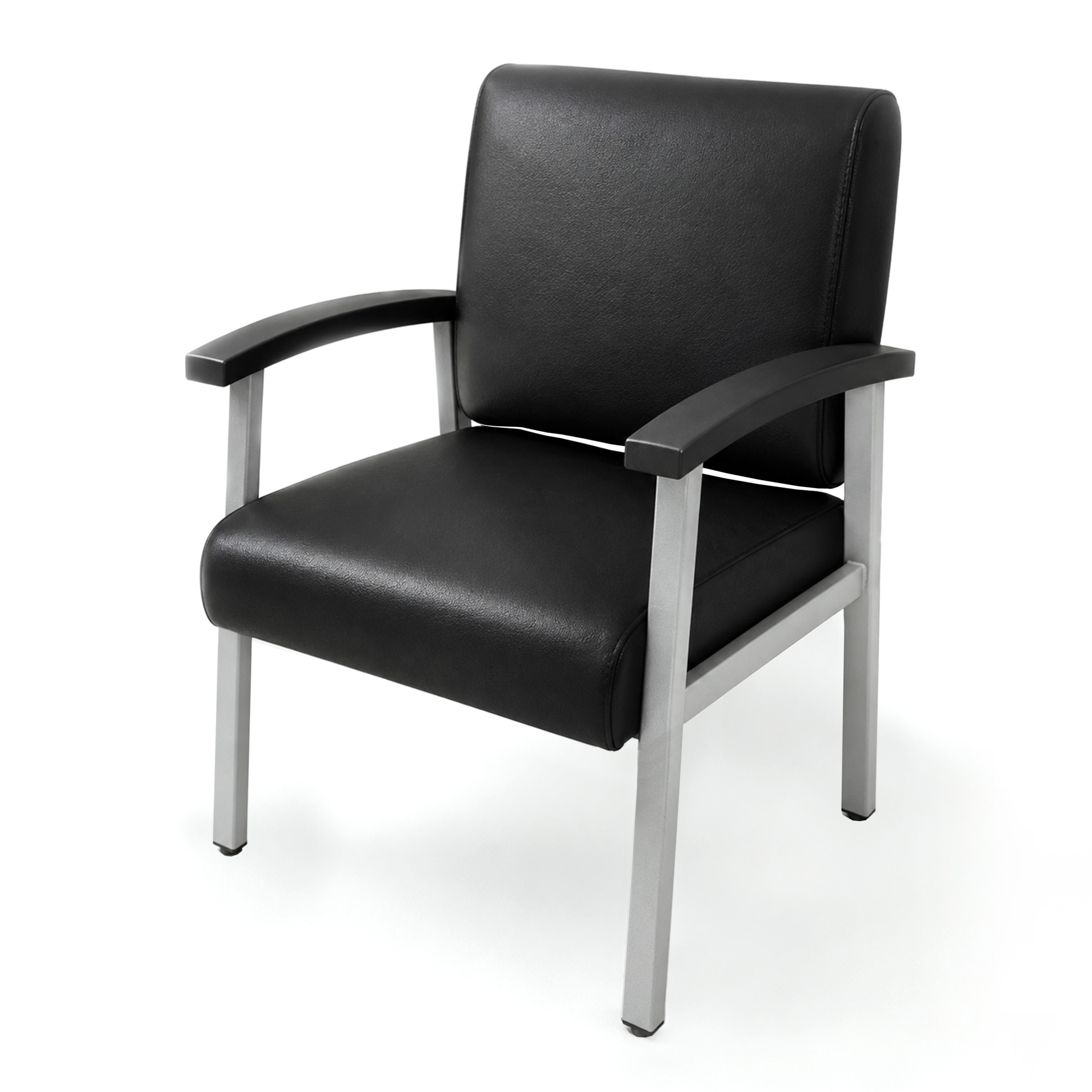 Regency Welcome Guest Chair with Arms, 25in.W x 27in.D x 34in.H, Black, Vinyl Upholstery, Metal Frame, Model# CH3901BVL
